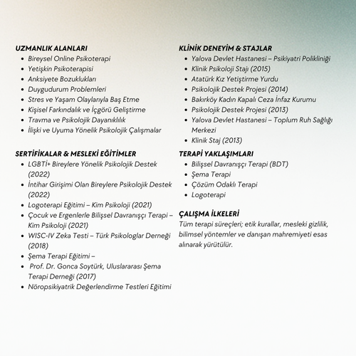 Online Psikoterapi - Tek Seans (50 dakika)